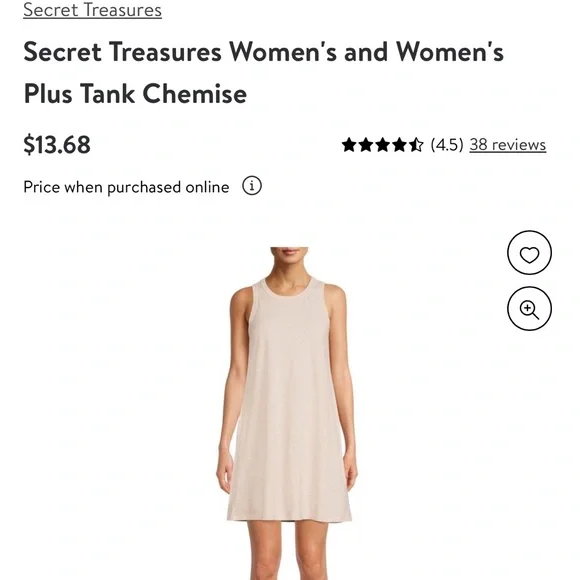 NWOT Secret Treasures Women’s Tank Chemise - Picture 5 of 13